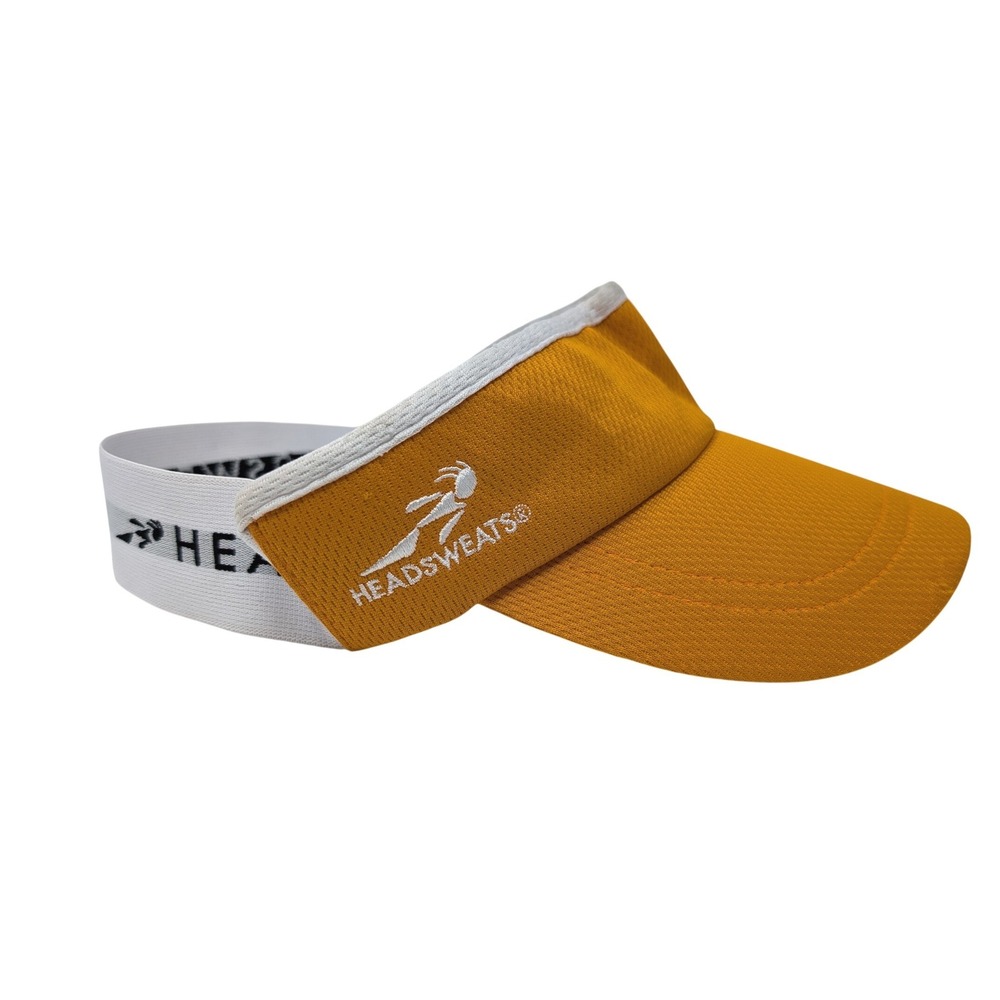 Headsweats Visor Hat Elastic Back Athletic Tennis Sporty Gorpcore Orange White